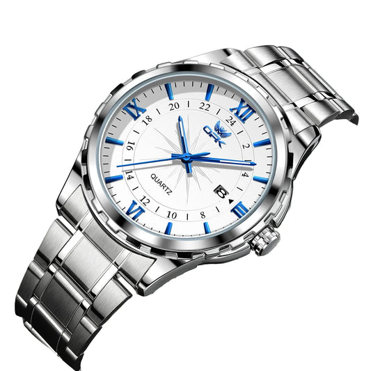 Steel Belt Dual Calendar Men's Quartz Watch 6003