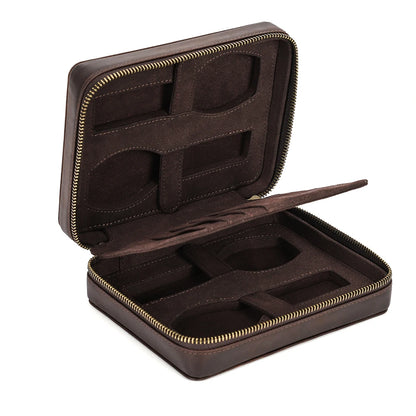 Genuine Leather 4 Slot Watch Box