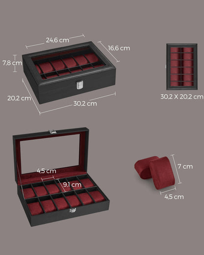 12-Slot Watch Box Synthetic leather