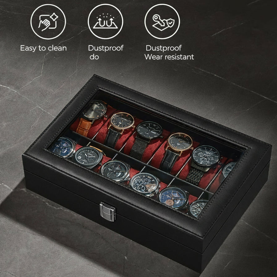 12-Slot Watch Box Synthetic leather