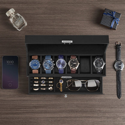 Watch Box with Glass Lid 2 levels