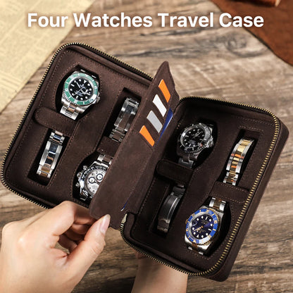Genuine Leather 4 Slot Watch Box