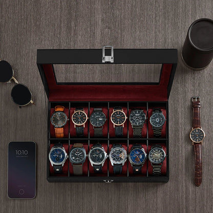 12-Slot Watch Box Synthetic leather
