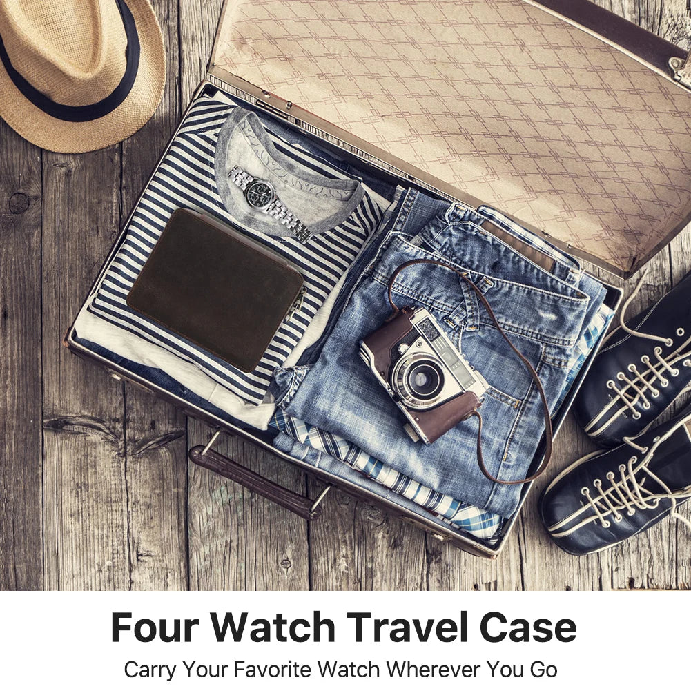 Genuine Leather 4 Slot Watch Box