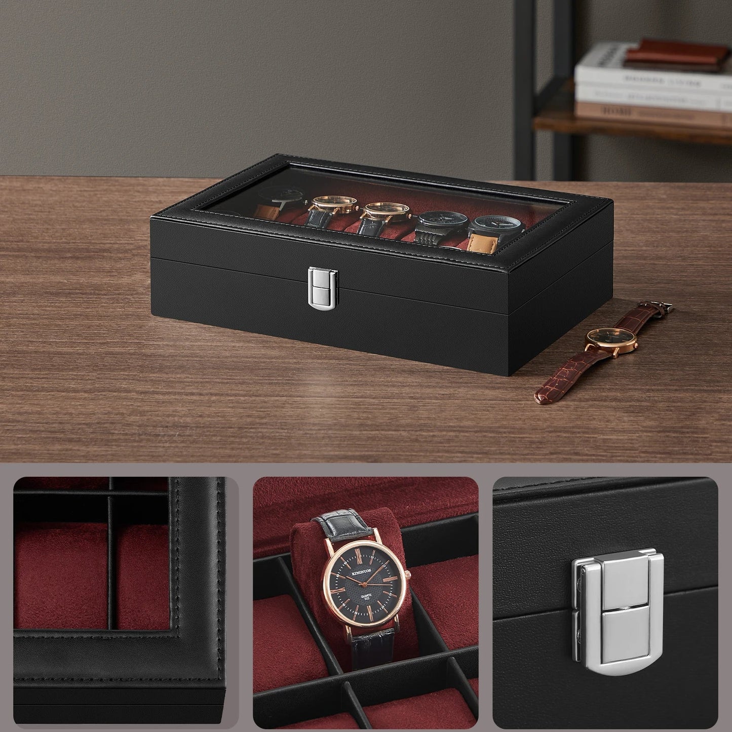 12-Slot Watch Box Synthetic leather