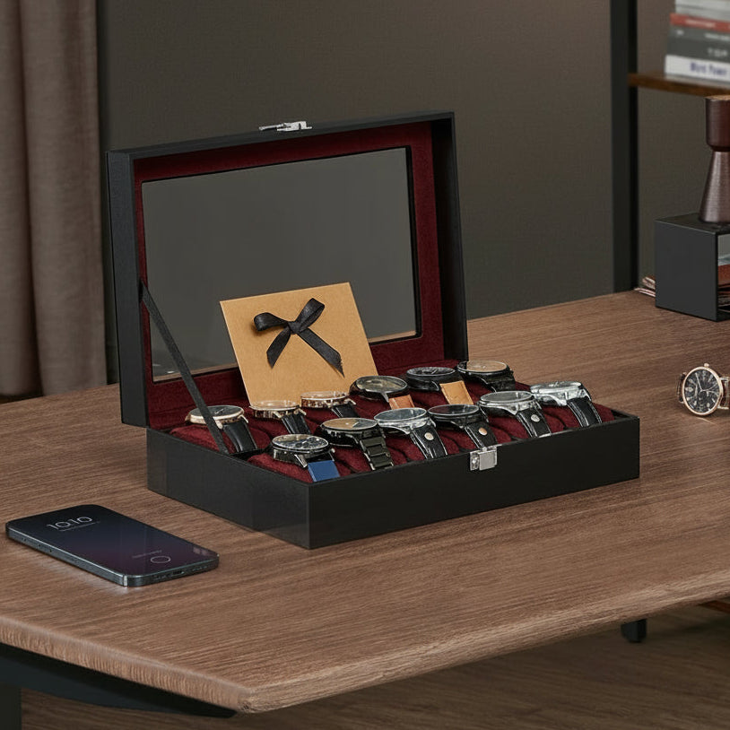 12-Slot Watch Box Synthetic leather