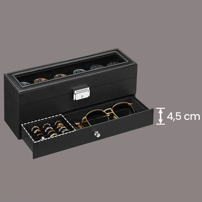 Watch Box with Glass Lid 2 levels